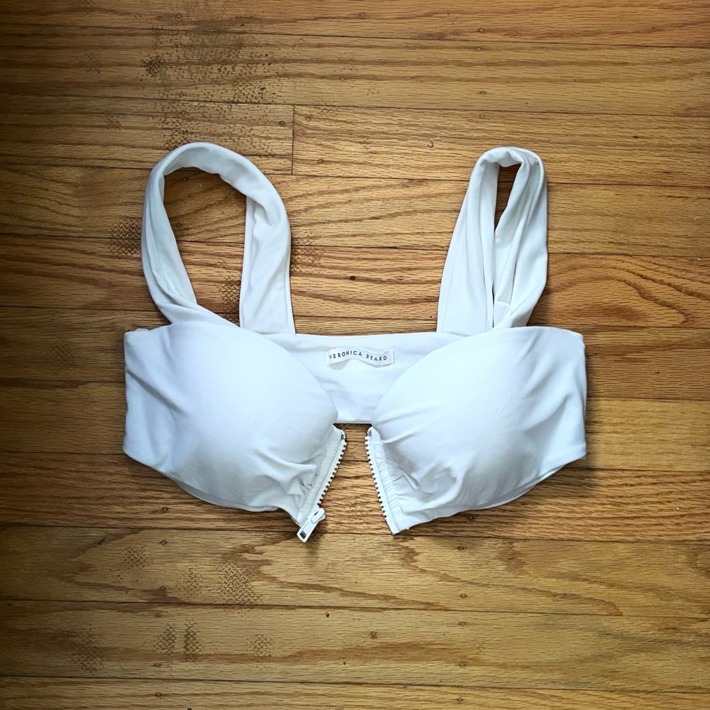 Veronica Beard White Minimalist Bra with Wide Straps